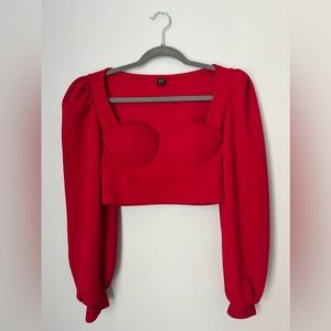 Red long sleeved crop top